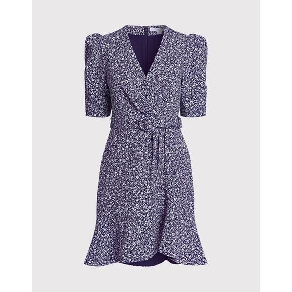 Jonathan Simkhai Evelyn Floral Cottagecore Belted Ruffle Hem Mini Dress Blue 8 - Picture 3 of 8